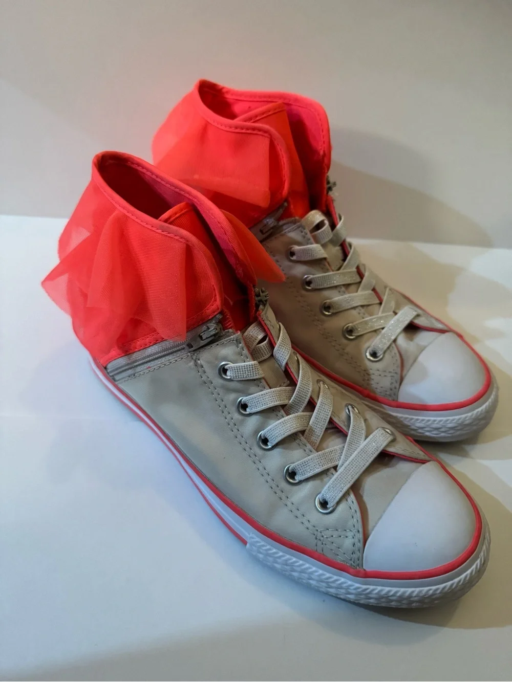 Converse CTAS Block Party High Top Ruffle Pink and White